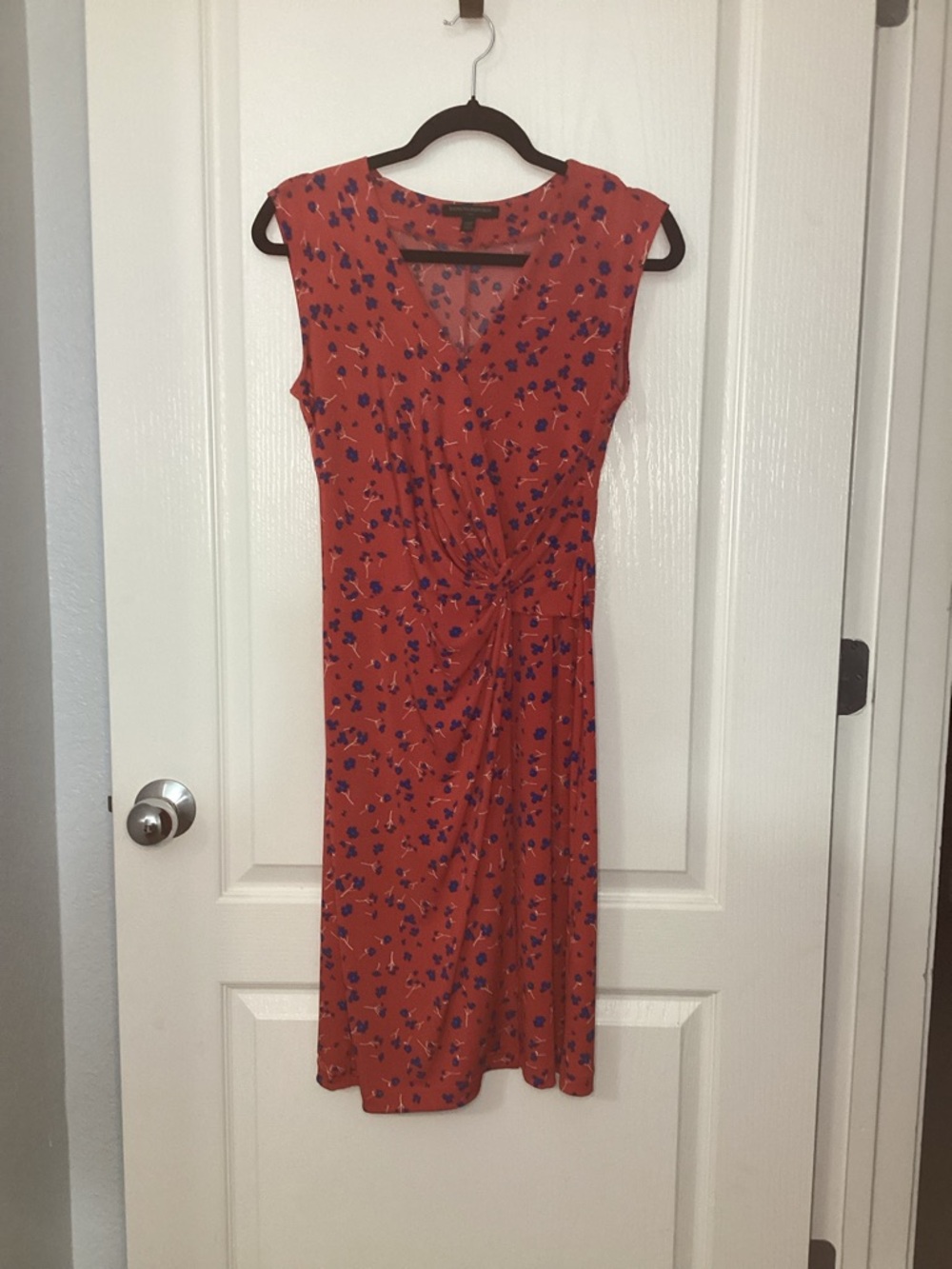 Banana Republic Factory Red Midi Dress with Navy Floral